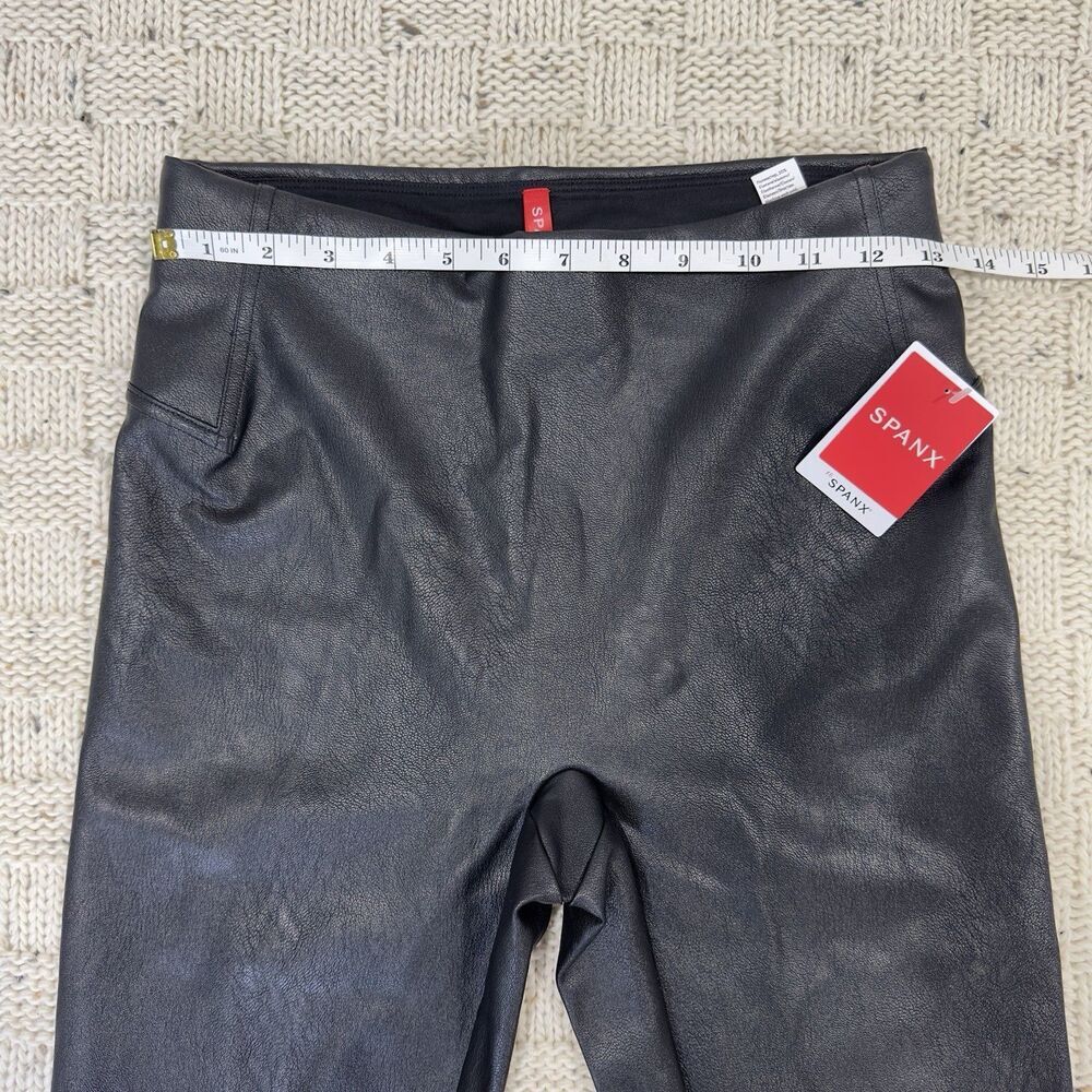 SPANX Faux Leather Like Front-Slit Skinny Pants Black Pull On Size Small NWT - Picture 12 of 14
